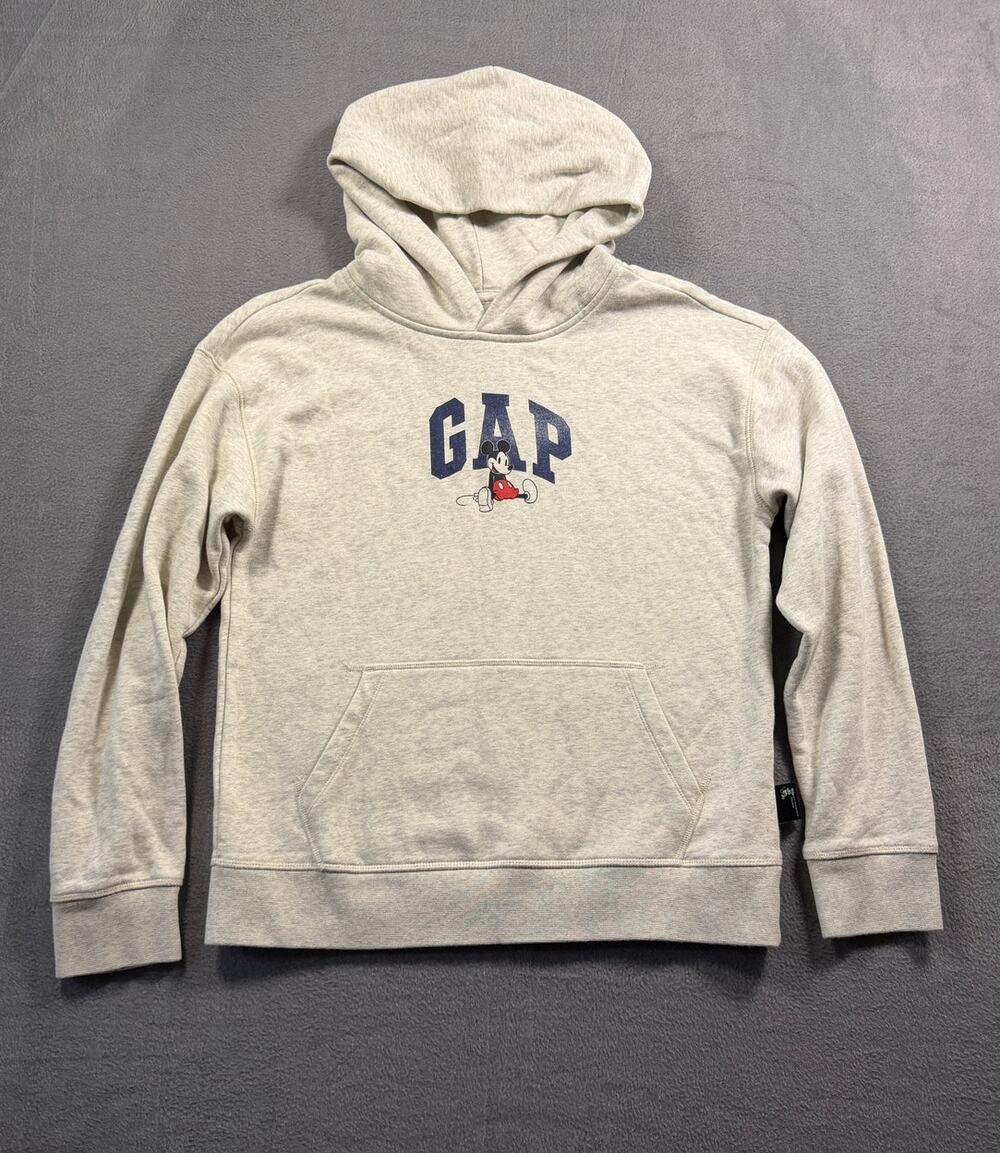 Gap Kids Disney Mickey Mouse Hoodie Sweatshirt Oatmeal Gray‎ Graphic Youth XXL